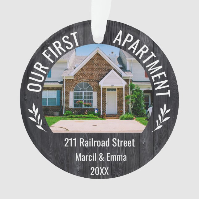 Our First Apartment 2023 Custom Name & 2 Photo Ornament (Front)