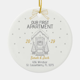 Our First Apartment Custom Year & Names Ceramic Tree Decoration