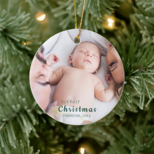 OUR First Baby Christmas Photo Ceramic Tree Decoration