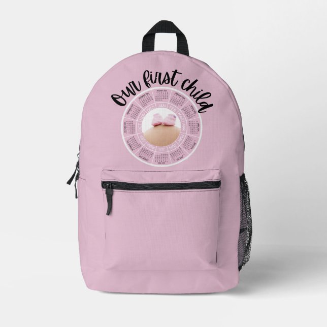 Our First Child Pink Backpack (Front)