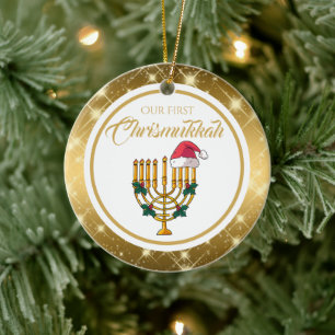 Our First Chrismukkah, Hanukkah   Ceramic Tree Decoration