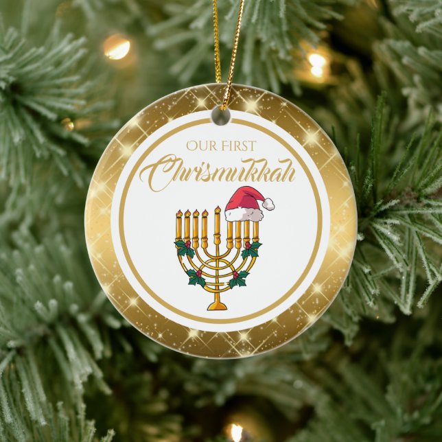 Our First Chrismukkah, Hanukkah   Ceramic Tree Decoration (Tree)