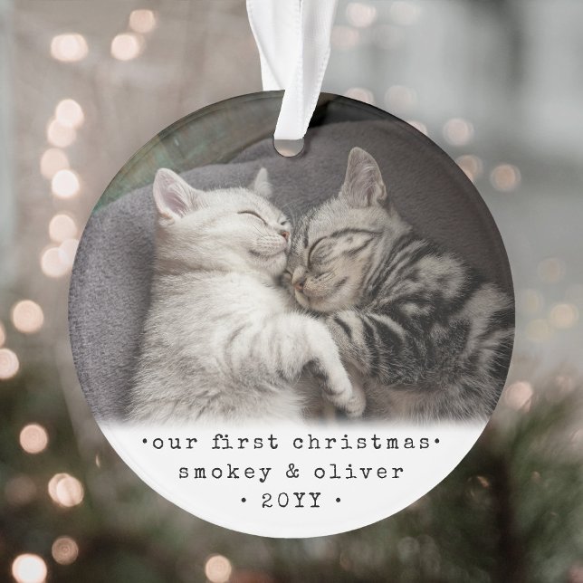Our First Christmas 2 Cats or Any Pet Simple Photo Ornament (Creator Uploaded)