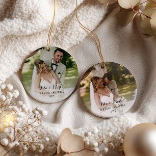 Our First Christmas 2 Photo Collage Tree Ceramic Tree Decoration