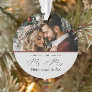Our first Christmas 2 Photo Round Ornament
