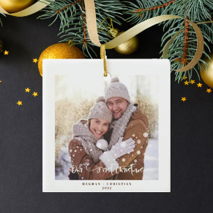 Our first Christmas 2-sided Photo Holiday Ceramic Ornament