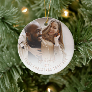 Our First Christmas 5 Photo Collage Bow Tree Ceramic Tree Decoration