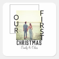 Our First Christmas add couple name photo minimal