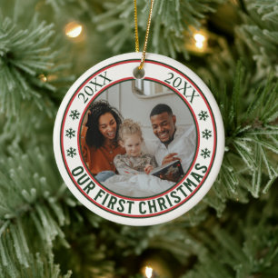 "Our First Christmas" Adoption New Baby Photo Ceramic Tree Decoration