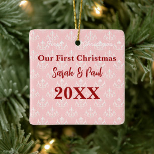Our First Christmas Aged Parchment Photo Ornament