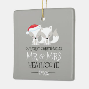 Our First Christmas Arctic Fox Personalised Ceramic Ornament