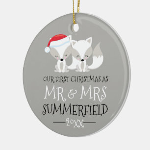 Our First Christmas Arctic Fox Personalised Ceramic Tree Decoration