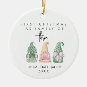 Our First Christmas as a family of 3 custom names Ceramic Tree Decoration