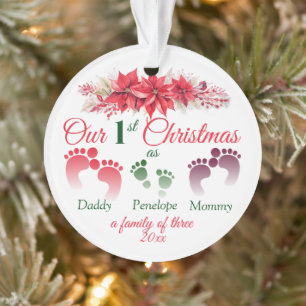 Our First Christmas As A Family Of 3 Poinsettia Ornament