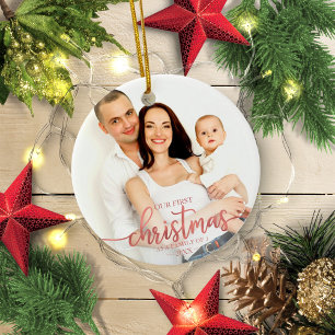 Our First Christmas As A Family Of 3 Rose Gold Ceramic Tree Decoration