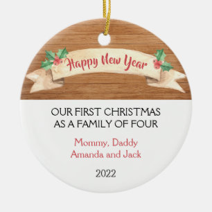 Our First Christmas as a Family of 4  Ceramic Tree Decoration