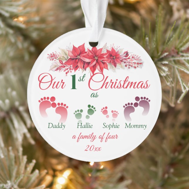 Our First Christmas As A Family Of 4  Ornament (Tree)