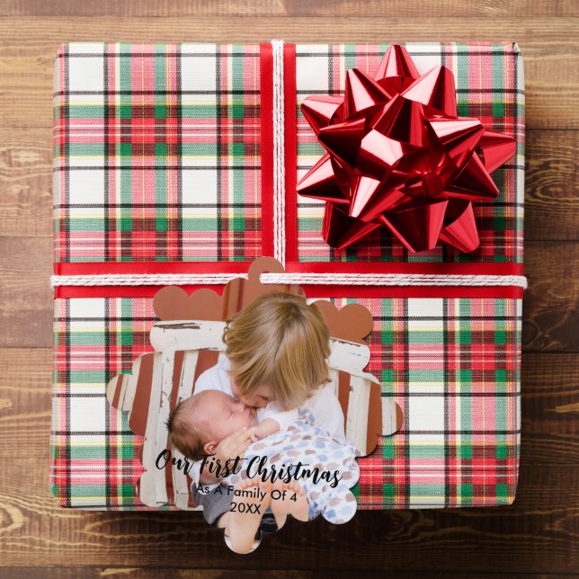 Our First Christmas As A Family Of 4 Tree Decoration Card (Insitu (Gift))