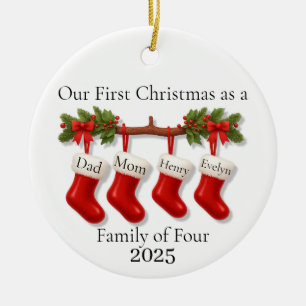 Our First Christmas as a Family of Four 2025 Ceramic Tree Decoration