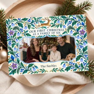 Our First Christmas as a Family of Six Photo Holiday Card