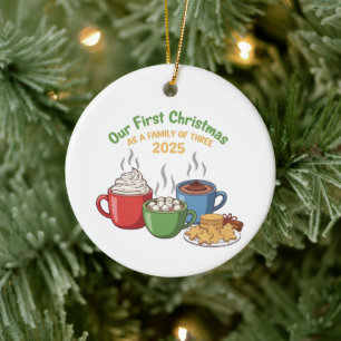 "Our First Christmas As A Family Of Three 2025 Ceramic Tree Decoration