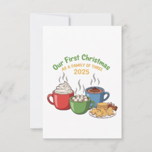 "Our First Christmas As A Family Of Three 2025 Thank You Card