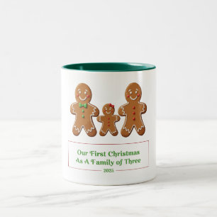 Our First Christmas as a Family of Three Gingerbre Two-Tone Coffee Mug