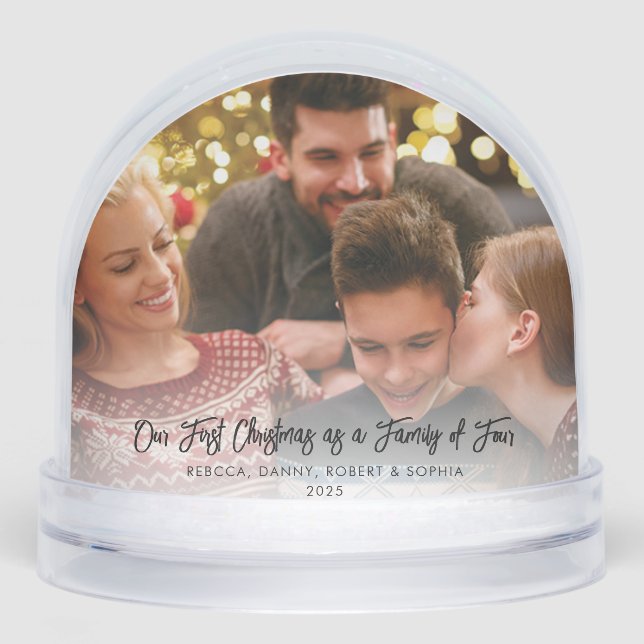 Our First Christmas as a Family Photos Custom Snowglobe (Front)