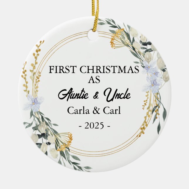 Our First Christmas as Auntie & Uncle, New Auntie Ceramic Tree Decoration (Front)