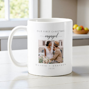 Our First Christmas As Engaged Photo Minimalist Coffee Mug