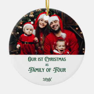 Our First Christmas as Family of Four Photo Year Ceramic Tree Decoration