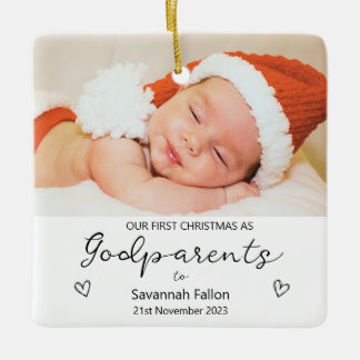 Our First Christmas as Godparents Ceramic Ornament