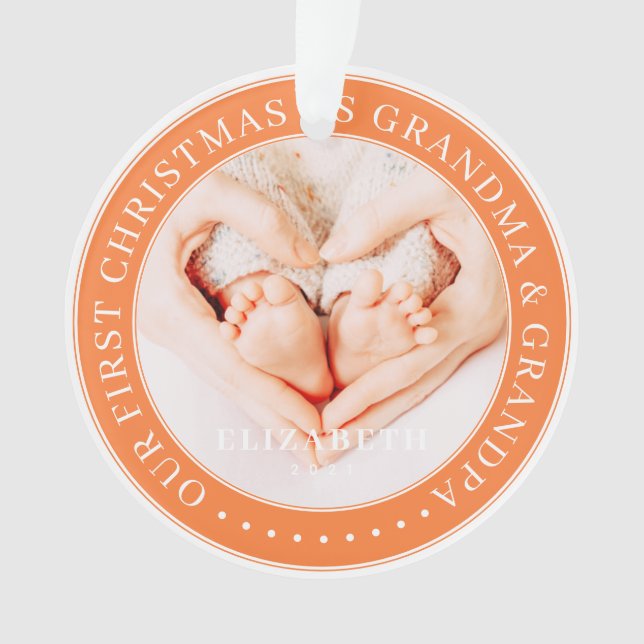 Our First Christmas As Grandma And Grandpa Simple Ornament (Front)