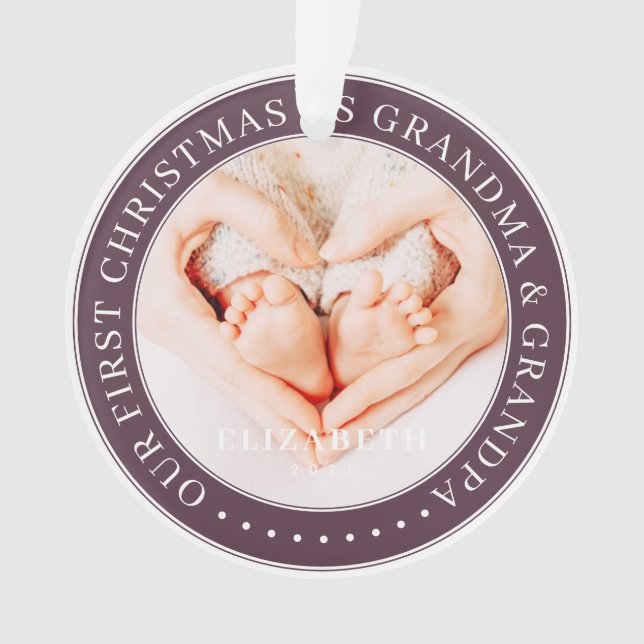 Our First Christmas As Grandma And Grandpa Simple Ornament (Front)