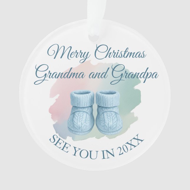 Our First Christmas as Grandparents Baby Booties Ornament (Front)