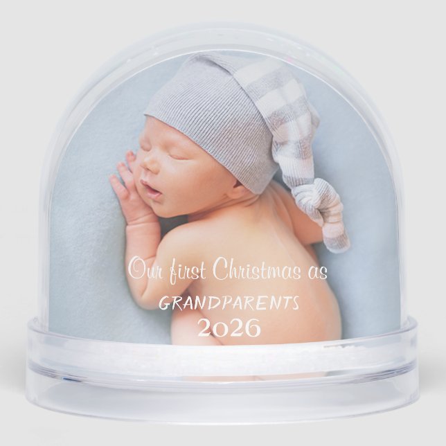 Our First Christmas As Grandparents,Baby Photo Snowglobe (Front)