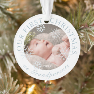 Our First Christmas as Grandparents Blue Boy Photo Ornament