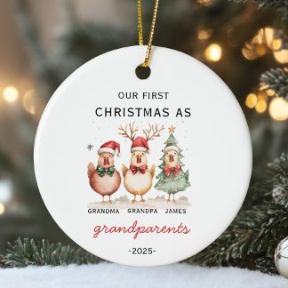 Our First Christmas as Grandparents Custom Chicken Ceramic Tree Decoration