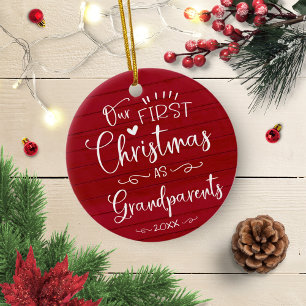 Our First Christmas As Grandparents Cute Rustic Ceramic Tree Decoration