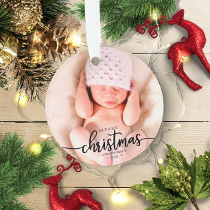 Our First Christmas As Grandparents Elegant Photo Ornament