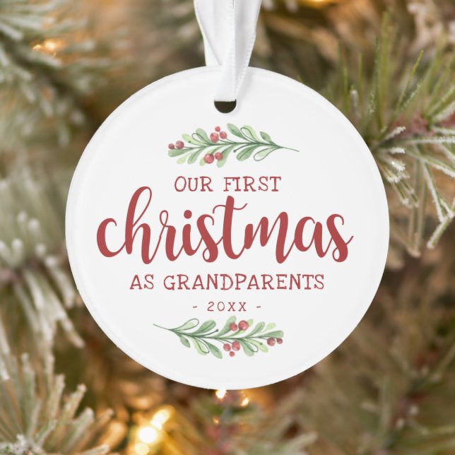 Our First Christmas as Grandparents Greenery Ornament (Tree)