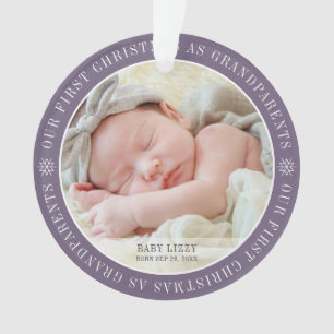 Our First Christmas As Grandparents Modern Photo Ornament