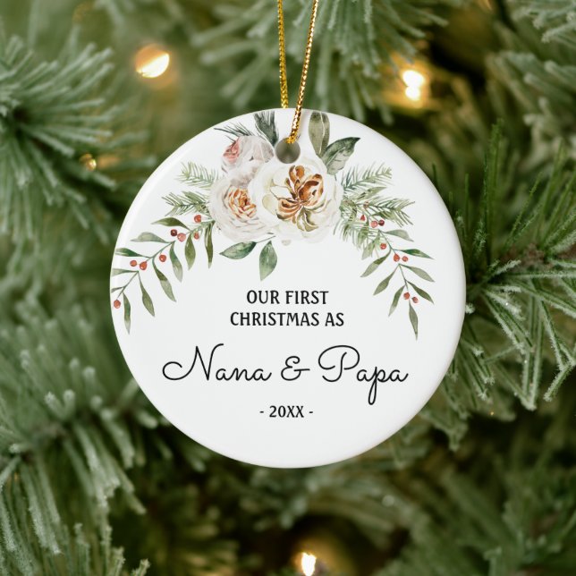 Our First Christmas as Grandparents Nana and Papa Ceramic Tree Decoration (Tree)