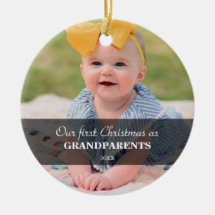 Our First Christmas as Grandparents Photo Art Ceramic Tree Decoration