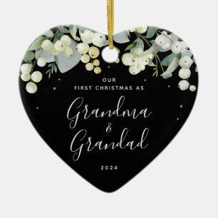 Our First Christmas as Grandparents Photo Heart Ceramic Tree Decoration