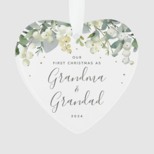 Our First Christmas as Grandparents Photo Heart Ornament