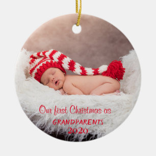 Our First Christmas As Grandparents,Photo Holiday Ceramic Tree Decoration