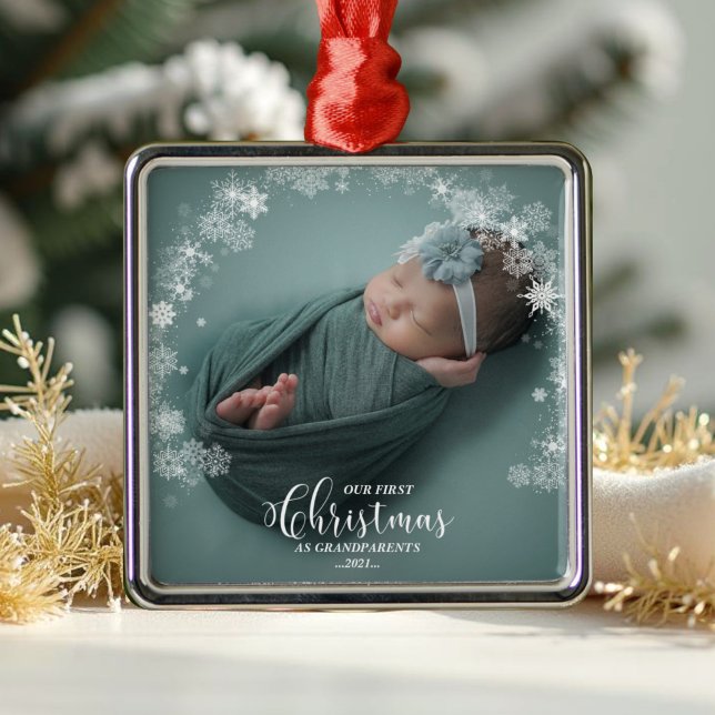 Our First Christmas As Grandparents Photo Ornament (Creator Uploaded)