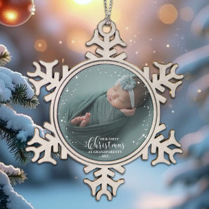 Our First Christmas As Grandparents Photo Ornament