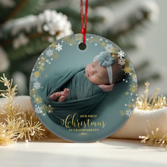 Our First Christmas As Grandparents Photo Ornament (Creator Uploaded)
